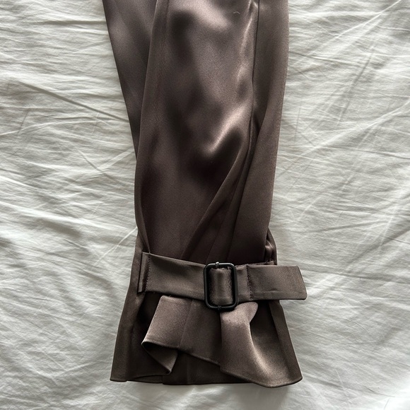 Babaton Chocolate Satin Trousers - Picture 3 of 5